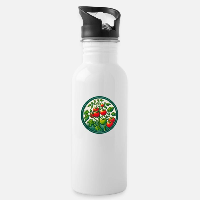 Gärtner Tomaten - Trinkflasche mit integriertem Trinkhalm - Weiß
