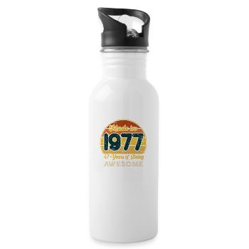 Né en 1977 - Vintage 1977 Anniversaire Rétro - Gourde avec paille intégrée - blanc - Droite