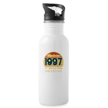 Born in 1997 - Vintage 1997 Retro Birthday - Water bottle with straw - white - Right