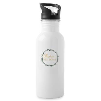 Lehrerin mit Herz! Personalisierbares Design - Trinkflasche mit integriertem Trinkhalm - Weiß - Rechts