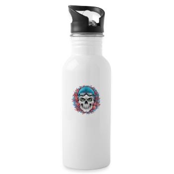 Tauchen Sie ein ins Unbekannte! - Trinkflasche mit integriertem Trinkhalm - Weiß - Rechts