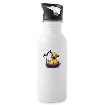 Gummiente / Badeente / Wasser / Badewanne - Trinkflasche mit integriertem Trinkhalm - Weiß - Rechts