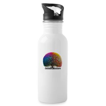 Colorful nature. - Trinkflasche mit integriertem Trinkhalm - Weiß - Rechts
