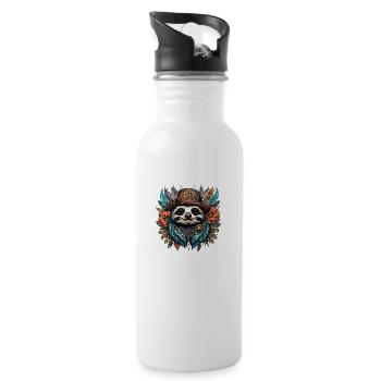 Tattoo / Animal / Art / Cool / Comic / Sloth - Water bottle with straw - white - Right