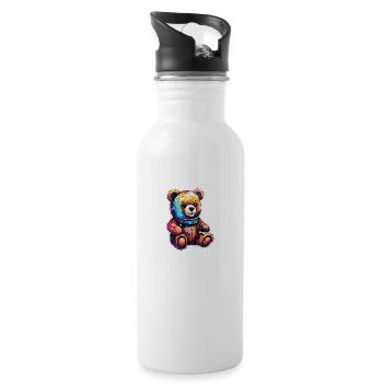 Ours en peluche / Peluche / Animal en peluche / Idée cadeau - Gourde avec paille intégrée - blanc - Droite