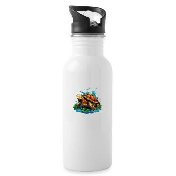 Tortue cool - Gourde avec paille intégrée - blanc - Droite