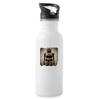 Roboter - Trinkflasche mit integriertem Trinkhalm - Weiß - Rechts