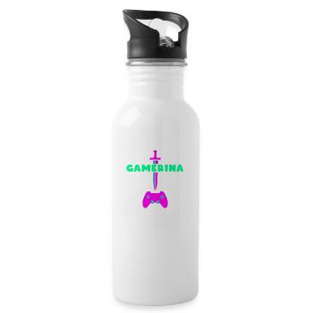 Gamerina # 2 - Trinkflasche mit integriertem Trinkhalm - Weiß - Rechts