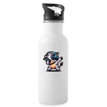 Dabbing Kuh - Trinkflasche mit integriertem Trinkhalm - Weiß - Rechts