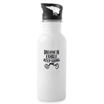 INHALE. Keep going. - Trinkflasche mit integriertem Trinkhalm - Weiß - Rechts