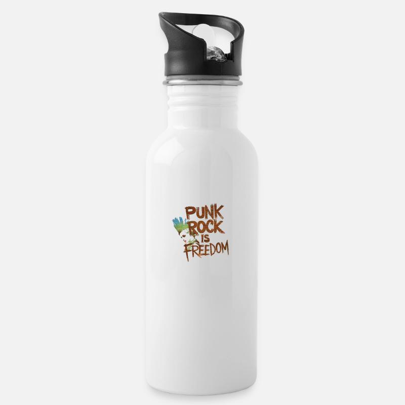 Rebellen-Graffiti - Trinkflasche mit integriertem Trinkhalm - Weiß
