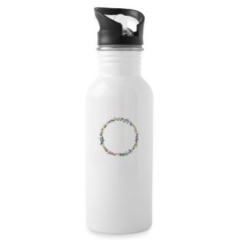 Eukalyptus-Wildblumen-Kranz, personalisierbar - Trinkflasche mit integriertem Trinkhalm - Weiß - Rechts