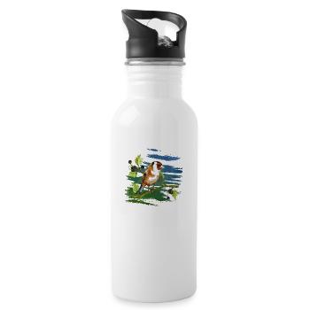 Colorful bird - Water bottle with straw - white - Right