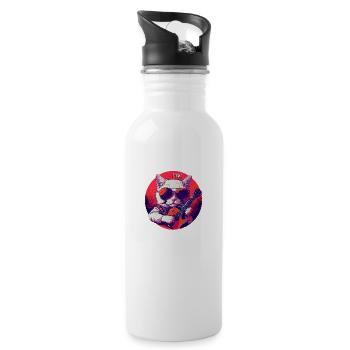 Tabby Tunes - Water bottle with straw - white - Right