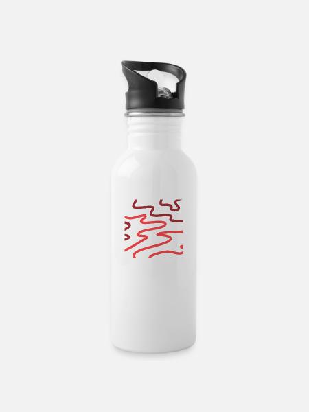 Abstrakter Ofen - Trinkflasche mit integriertem Trinkhalm - Weiß