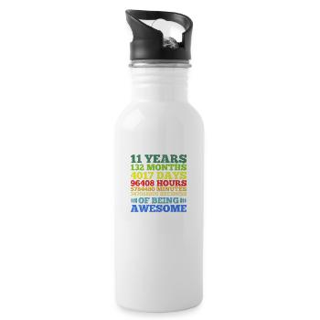 11 Jahre alt 11. Geburtstag Jahrgang 132 Monate - Trinkflasche mit integriertem Trinkhalm - Weiß - Rechts