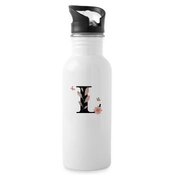 Letter l Wildflowers Watercolors - Water bottle with straw - white - Right