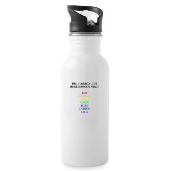 Farben Regenbogen Geschenkidee für Kinder bunt - Trinkflasche mit integriertem Trinkhalm - Weiß - Rechts