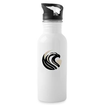 Stilisierter Adlerkopf - Trinkflasche mit integriertem Trinkhalm - Weiß - Rechts