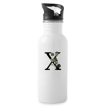 Buchstabe X Grüne Botanik - Trinkflasche mit integriertem Trinkhalm - Weiß - Rechts