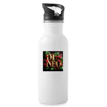 Di Neo Logo mit Rosen - Trinkflasche mit integriertem Trinkhalm - Weiß - Rechts