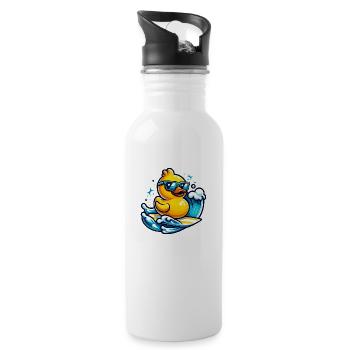 Surf's Up Ducky - Water bottle with straw - white - Right