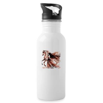 Blumen Frauen Mädchen Mode Design Kunst Weiblicher Stil - Trinkflasche mit integriertem Trinkhalm - Weiß - Rechts