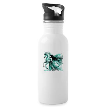 Flowers Women girl fashion design art female style - Water bottle with straw - white - Right