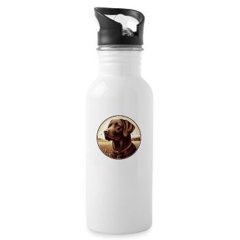 The beautiful brown Labrador Retriever - Trinkflasche mit integriertem Trinkhalm - Weiß - Rechts