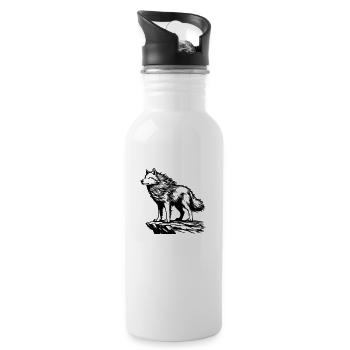 Wolf - Trinkflasche mit integriertem Trinkhalm - Weiß - Rechts
