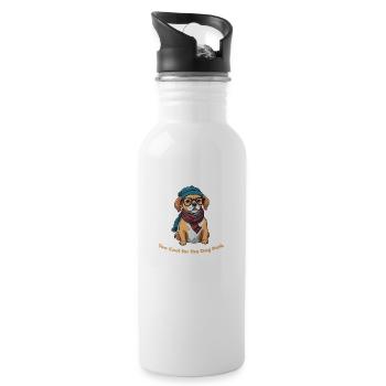 Hipster-Hund im Park - Trinkflasche mit integriertem Trinkhalm - Weiß - Rechts