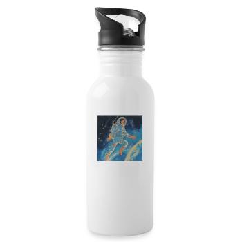 80s anime girl calming high quality fashion print - Water bottle with straw - white - Right