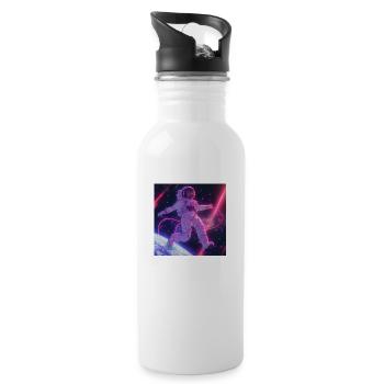 80er Jahre Anime Mädchen beruhigender hochwertiger Modedruck - Trinkflasche mit integriertem Trinkhalm - Weiß - Rechts