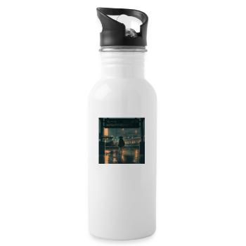 80er Jahre Anime Mädchen beruhigender hochwertiger Modedruck - Trinkflasche mit integriertem Trinkhalm - Weiß - Rechts