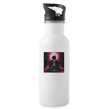 80er Jahre Anime Typ beruhigender hochwertiger Modedruck - Trinkflasche mit integriertem Trinkhalm - Weiß - Rechts