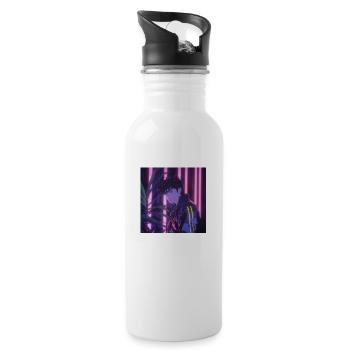 80er Jahre Anime Typ beruhigender hochwertiger Modedruck - Trinkflasche mit integriertem Trinkhalm - Weiß - Rechts