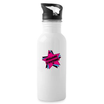 BESTER COUSIN - Trinkflasche mit integriertem Trinkhalm - Weiß - Rechts