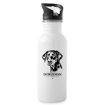 Doberman Papa Chien Chien Doberman Wilsigns - Gourde avec paille intégrée - blanc - Droite