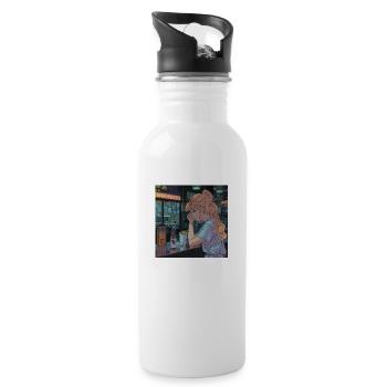 80er Jahre Anime Teen Beruhigender Hochwertiger Modedruck - Trinkflasche mit integriertem Trinkhalm - Weiß - Rechts