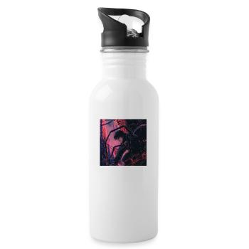 80s anime teen calming high quality fashion print - Water bottle with straw - white - Right
