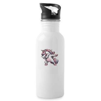 Unicorn einhorn süß dab dabbing cool style - Trinkflasche mit integriertem Trinkhalm - Weiß - Rechts