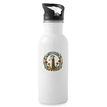 Ringelblumen-Giraffe - Trinkflasche mit integriertem Trinkhalm - Weiß - Rechts