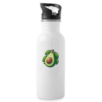 Avocat et ses feuilles - Gourde avec paille intégrée - blanc - Droite