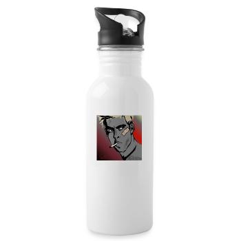 Mann mit Zigarette - Trinkflasche mit integriertem Trinkhalm - Weiß - Rechts