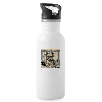 Japan Ukijo e Style Desk Yorkshire Terrier - Water bottle with straw - white - Right