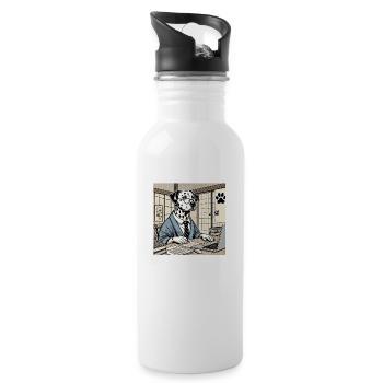 Damlmartiner at the Desk - Ukiyo-e Style - Water bottle with straw - white - Right