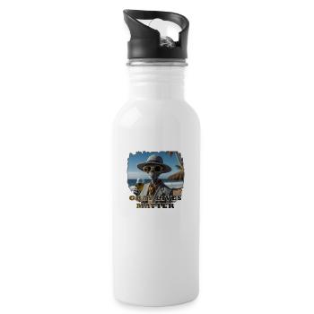 Gray lives matter - Version 1 - Trinkflasche mit integriertem Trinkhalm - Weiß - Rechts
