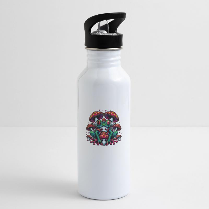 Frog with toadstool Water bottle with straw
