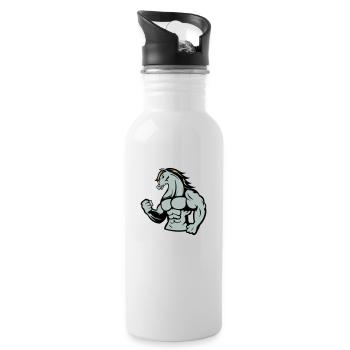 pferd stark - Trinkflasche mit integriertem Trinkhalm - Weiß - Rechts