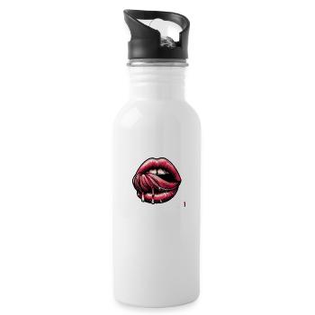 Tongue in motion - Expressive mouth - Water bottle with straw - white - Right